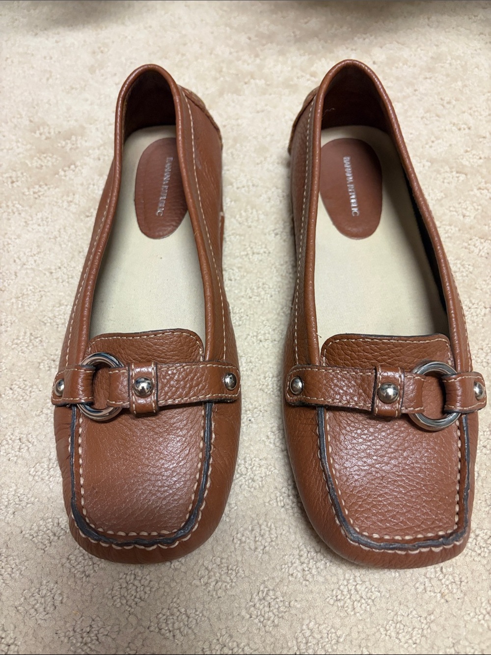 Women's Brown Leather Slip-On Loafer with Buckle Accent